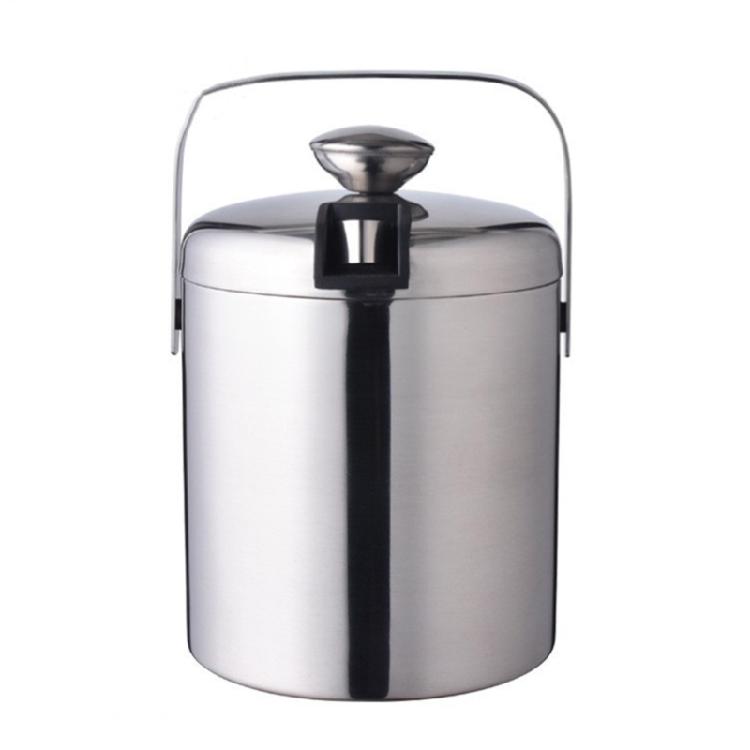 Cubo de Hielo Aislado de Acero Inoxidable de Doble Pared con Tapa Pinzas Almacenamiento Enfriador