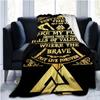 The Vikings Ancient Scandinavian Norse Runes Axes 3D Soft Throw Blanket  Lightweight Flannel Blanket