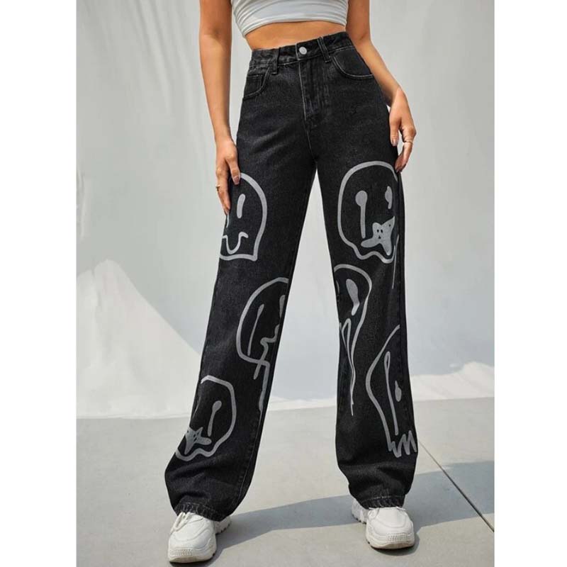 Primavera Moda Ins Street Hip-hop Stampa Lavare Jeans Loose Casual Denim  Wide Leg Pants Tide Donna Pantaloni lunghi acquista in modo economico —  spedizione gratuita, recensioni reali con foto — Joom
