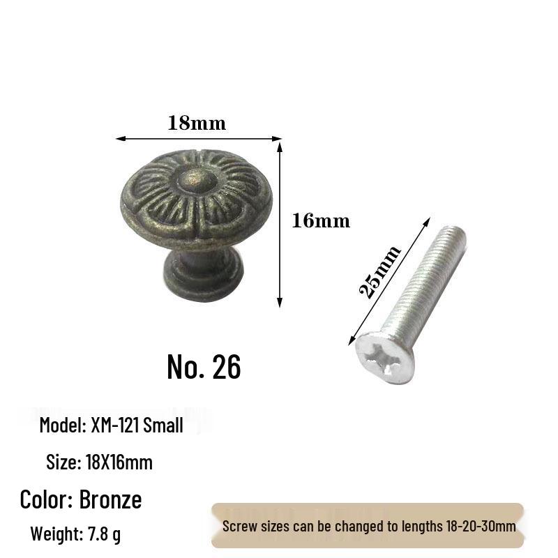 

Вінтажна кругла ручка для шухляд із цинкового сплаву для шаф та меблів