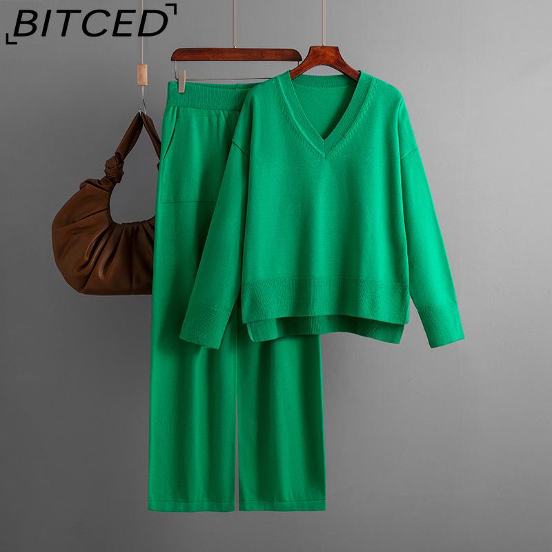 BITCED Fashion Set Women's Autumn and Winter Loose Casual Sweater Pullover Two-piece Set