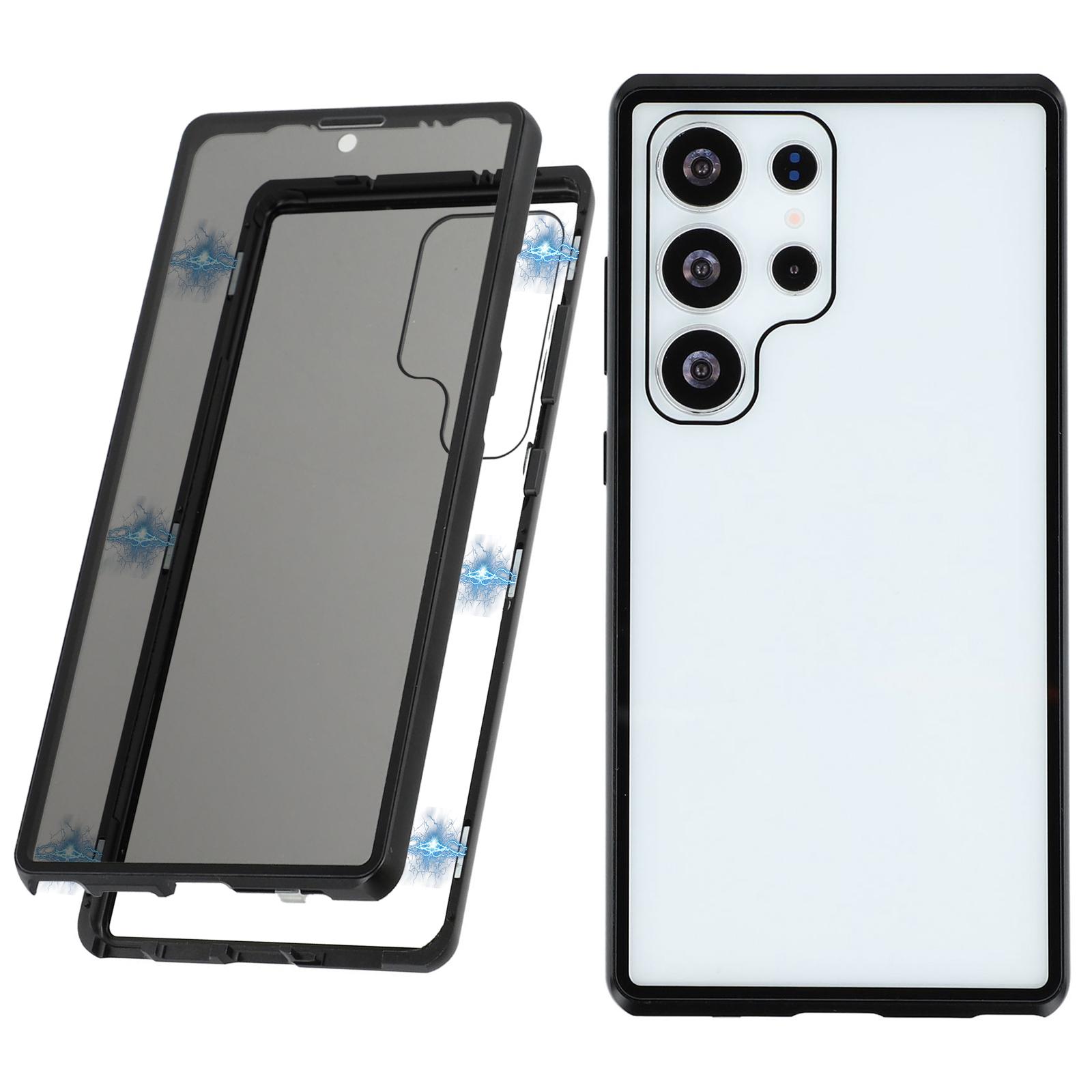 

Для Samsung Galaxy S25 Ultra Чехол с защитной пленкой для экрана от шпионажа Закаленное стекло Металлическая крышка телефона Магнитная застежка Black