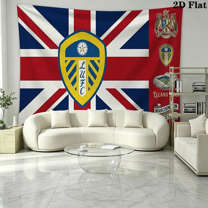 Leeds United Logo Wall Tapestry Aesthetic Wall Hanging Printed Fabric Blanket Decorative Tapestries for Bedroom Living Room Home Decor