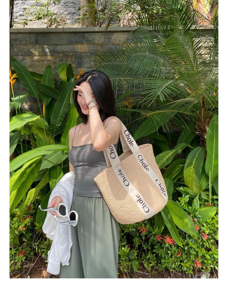 Sac d'été en paille style Ins pour femme – Essentiel mode pour la plage, le pique-nique et les vacances