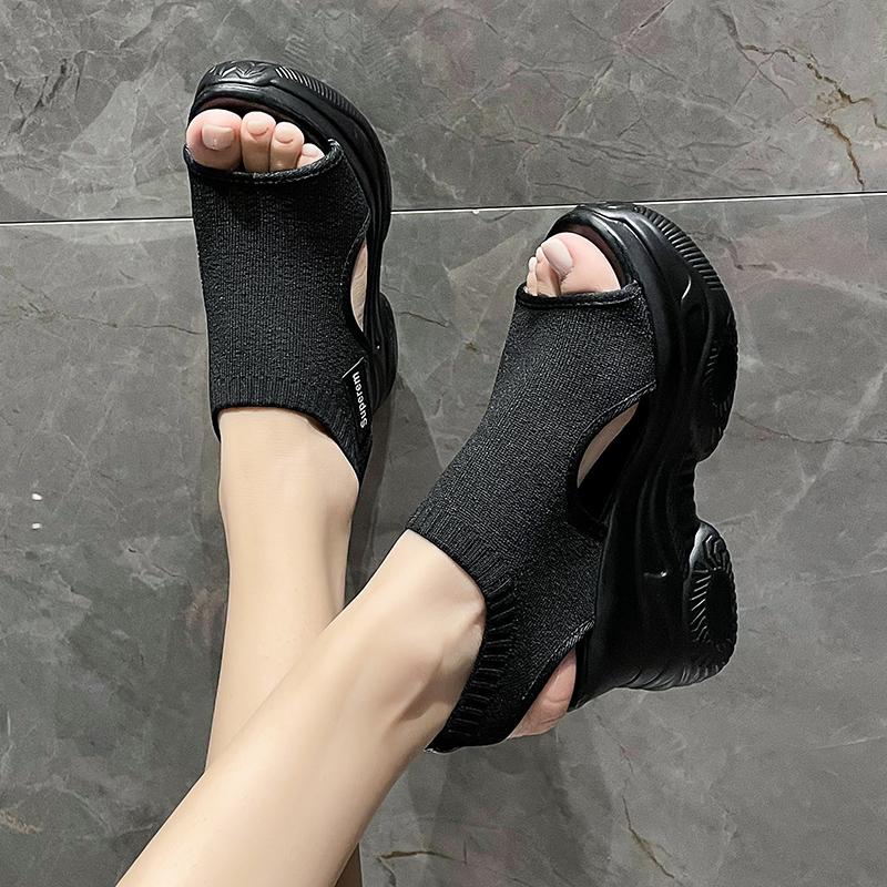 Thick-soled High-heeled Mesh Breathable Wedge-heeled Fish-mouth Shoes Sports and Casual Sandals for Women Heels Women