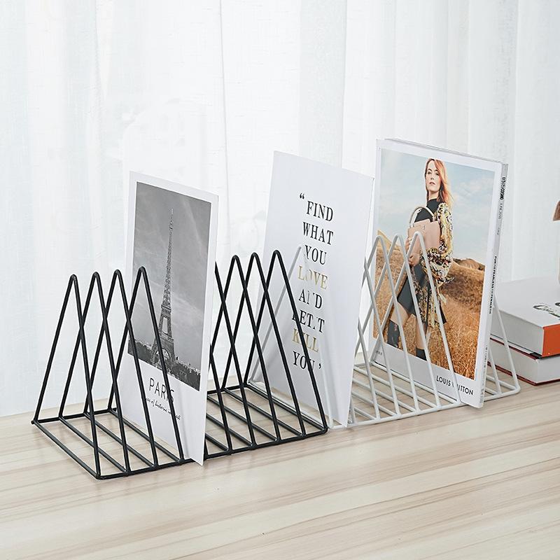 Triangular Bookcase Iron Art Small Bookcase Desk Decoration Storage Rack Simple Book and Newspaper Rack