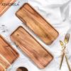  1PCS Acacia Wood Coffee Tray Food CupTrays Decorative Wood Tray Dessert Candy Bamboo Tray Gongfu Tea Tray