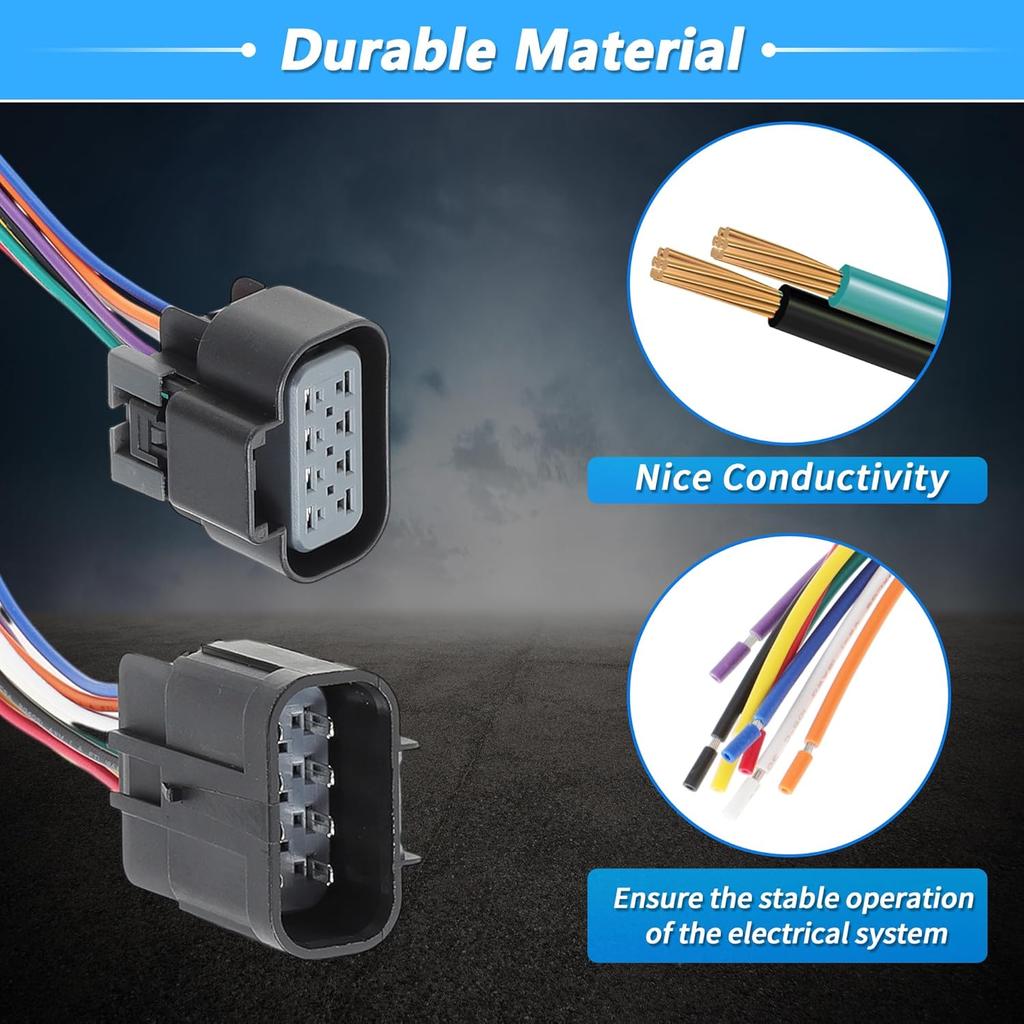 No.22853028 Male and Female Headlights Connector Harness Plug Wire for Chevrolet Silverado 2007-2015 8 Pin Left and Right Headlights Connector