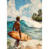 Wave Lighthouse Girl Surfing Canvas Painting Palm Tree Print Wall Art Picture Living Room Decor Sea Beach Poster Ocean Ship Boat