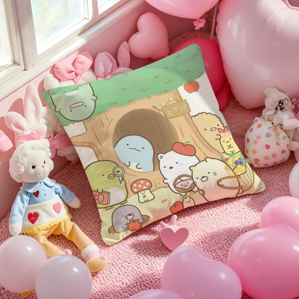 S-Sumikko Cute G-Gurashis Cushion Cover Pattern Printed Pillowcase for Living Room Sofa Cushion Cover & Bedroom Decor