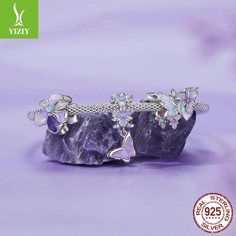 Purple Iris Series Diy Bracelet Beaded, Romantic And Elegant S925 Sterling Silver Pendant Accessories