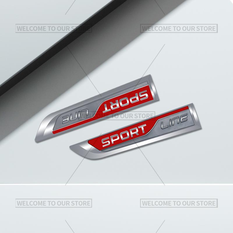 3D Car Styling Sport Line Emblem Side Badge Metal Stickers Rear Trunk Decals For Skoda Citigo Octavia Kodiaq Kamiq Yeti Fabia RS