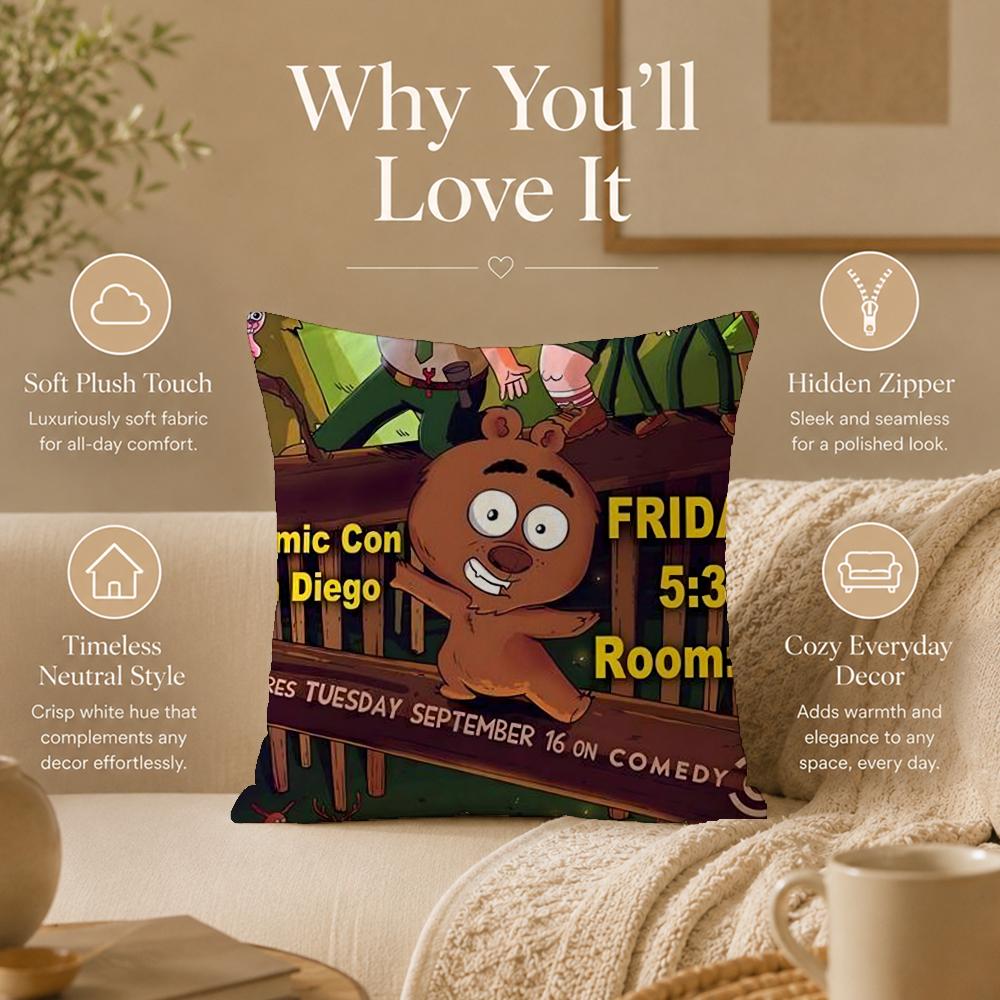 Cartoon B-BrickleberryS Cushion Cover Double-Sided Printed Pillow Cover Hypoallergenic Dust-Mite Proof