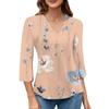 Women's V-neck Gradient Print Three-quarter Sleeve Fashion Top
