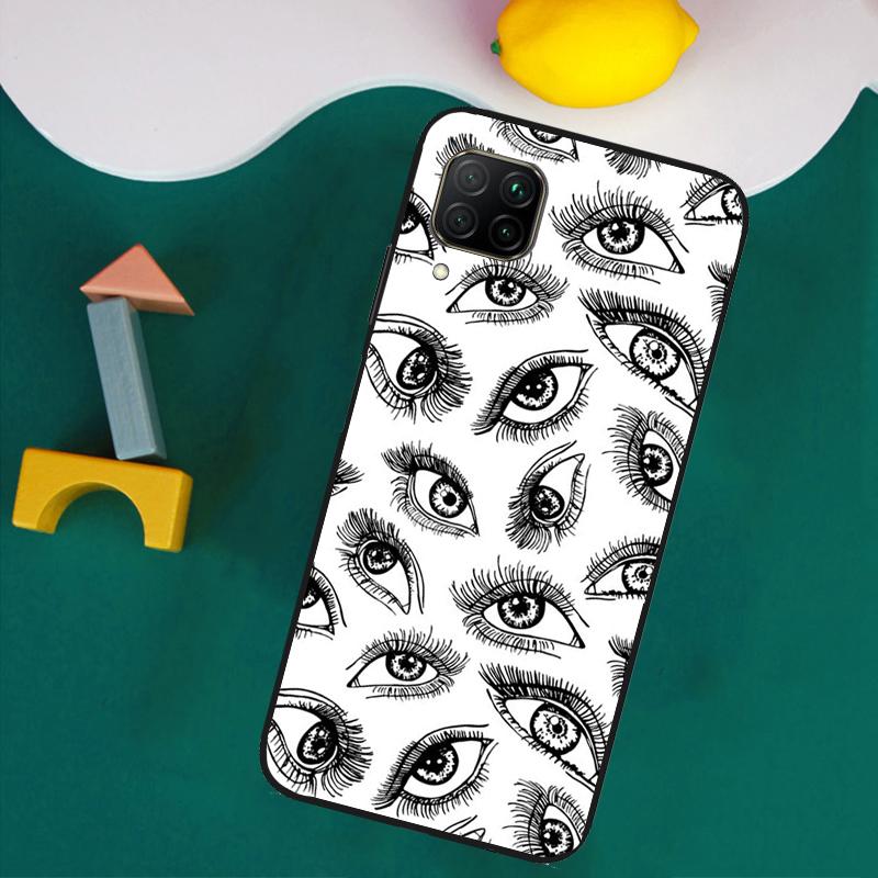 Scary Face Eyes For Huawei Nova 8i 3i 7i 11i 12i 9 10 SE Y73 Y90 Y70 Y72 Y61 Y91 P30 P40 Lite P60 Pro Case