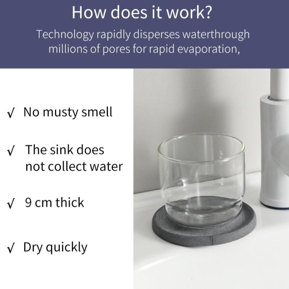Household 10x10cm Diatomaceous Earth Pad Water Absorbing Anti Slip Water Absorbing Pad Decorative Practical Sink Tray Tabletop