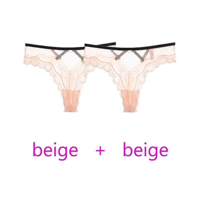 TERMEZY 2Pcs/Lot Sexy Lace Panties Women Low-waist Underwear Hollow Out Transparent Thong Female Seamless G-string Lingerie Underpant