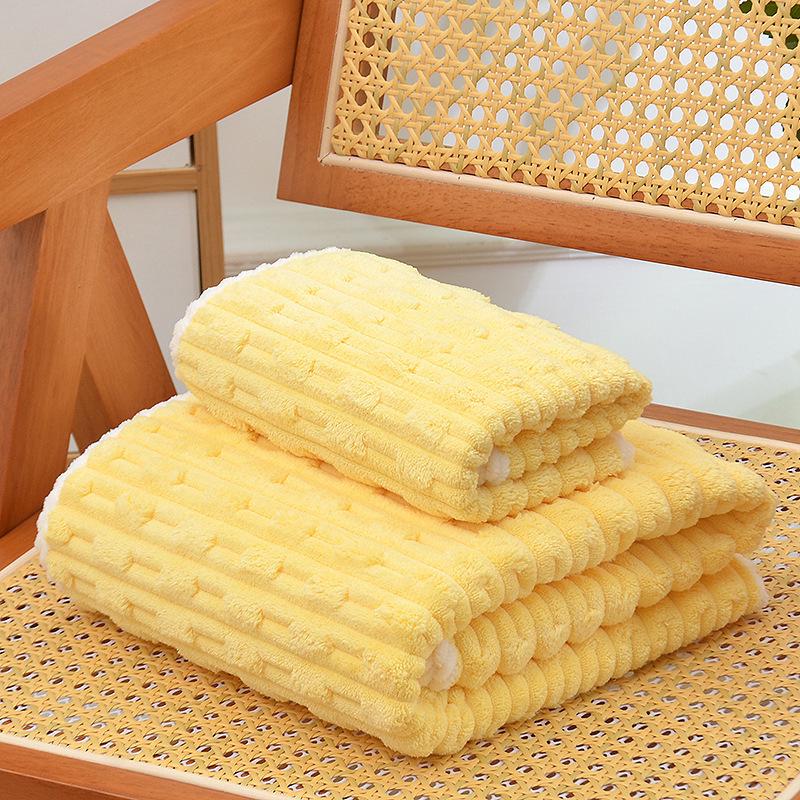 Premium Bamboo Plush Coral Fleece Towel - Anti-Shedding, Thick High-Density Face Towel