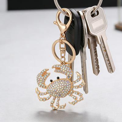 Pingente de Chaveiro Acessórios DIY Contas Brilhantes de Cristal Sintético Charme de Caranguejo Argola de Chaveiro Acessórios para Mochilas Bolsas