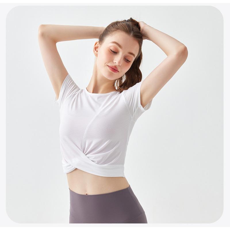 Damen Sommer Einfarbig Crossover Yoga Wear Übung Top