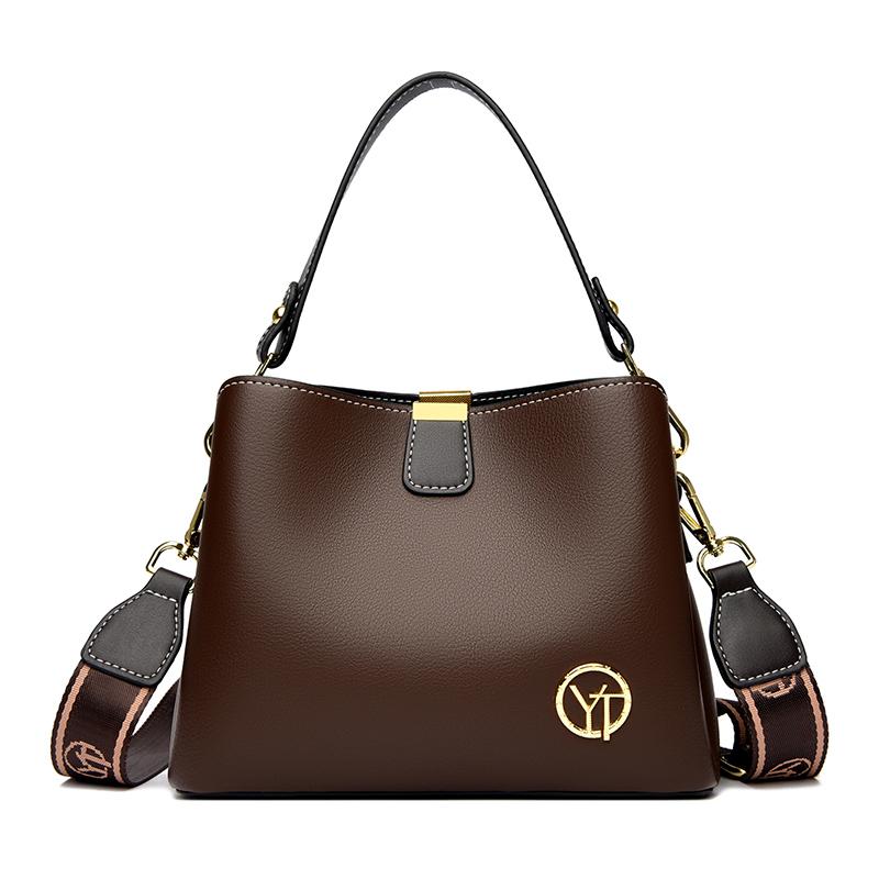 New Retro Large Capacity Women Shoulder Bag Solid Color PU Leather Crossbody Bag Female Casual Bucket Designer Messenger Handbag