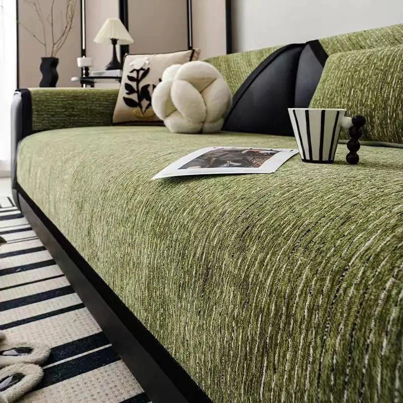 Chenille Black and White Textured Sofa Mat Four Seasons High End L-shaped SofaCover  Anti Slip Sofa Backrest Towel Pillowcas