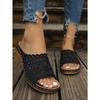 Summer New Wedge Slippers Women's 2025 Plus Size Muffin Thick Sole Open Toe Sandals