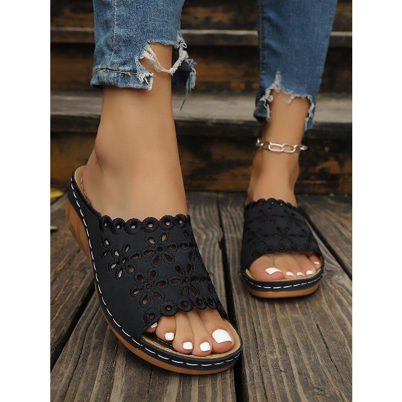 Summer New Wedge Slippers Women's 2025 Plus Size Muffin Thick Sole Open Toe Sandals