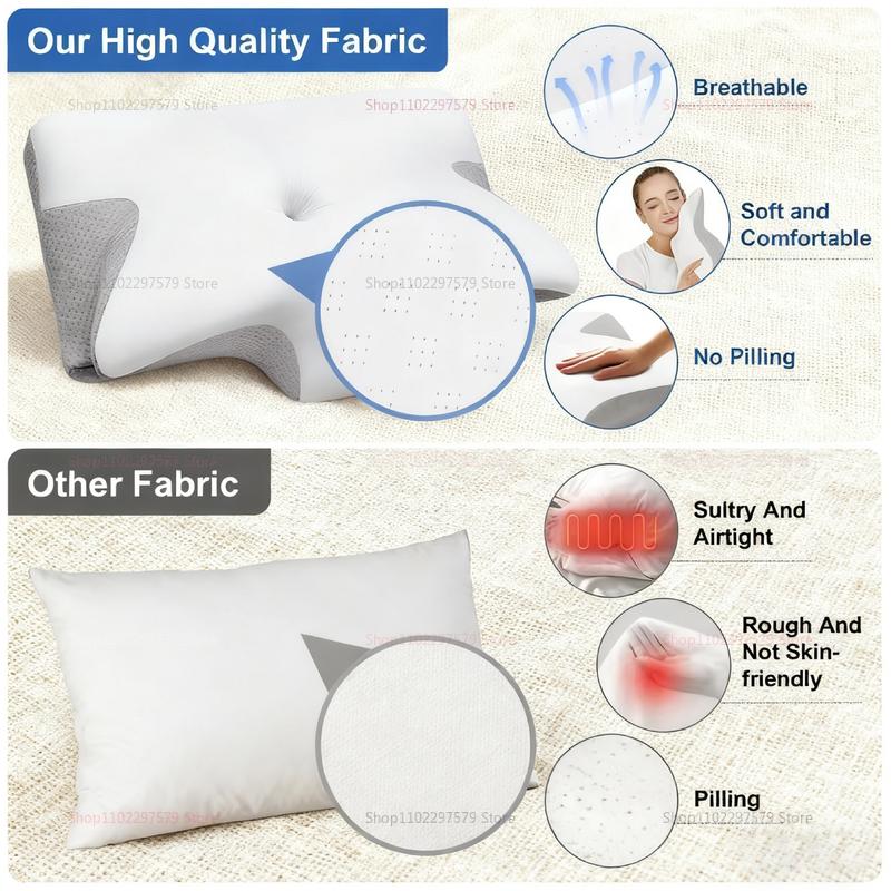2025 Cervical Support Pillow for Neck Pain Relief Memory Foam Non-Collapse Pillow for Sleep Therapy Neck Injury Recovery Comfort