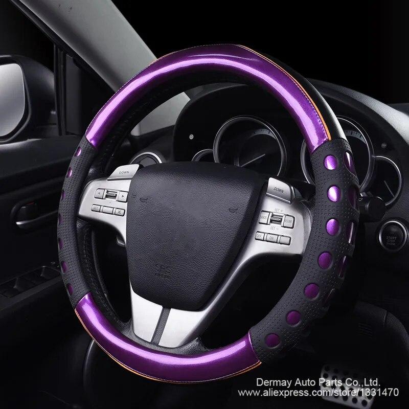 DERMAY Auto Lenkradbezug Wasserdichtes Leder Weiches Gummi Kindersicher Lenkradbezug Vier Jahreszeiten Universal Autozubehör