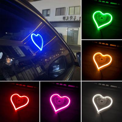 Kalp Şeklinde LED Neon Işık Strobe Flaş Modları Süper Parlak Basit Kurulum LED Ekran Tabelası Araba Aydınlatma Aksesuarları