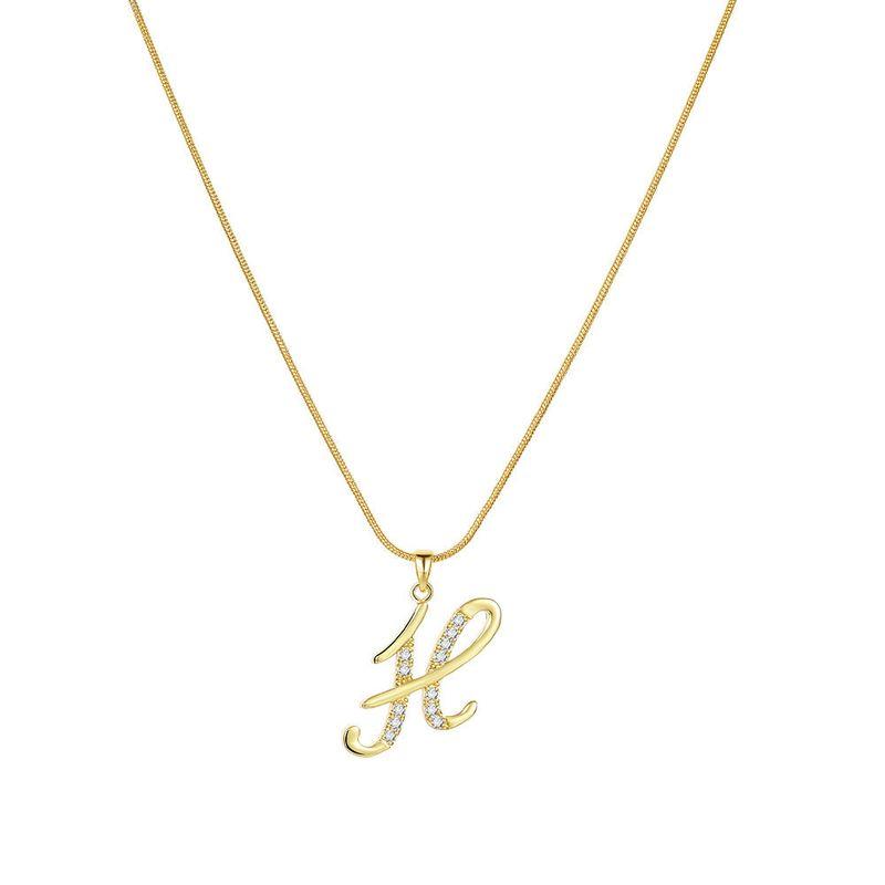 Europe and America Cross Border 26 Letters Copper Inlaid Zircon Snake Chain Necklace Letter Gold Pendant Creative Minimalist Letters