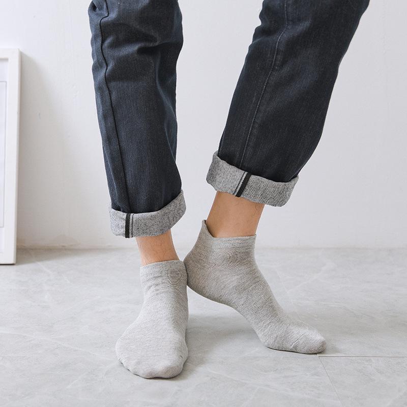 Herren Atmungsaktive Frühling/Sommer Niedrig geschnittene Unsichtbare Bootssocken - Einfarbig