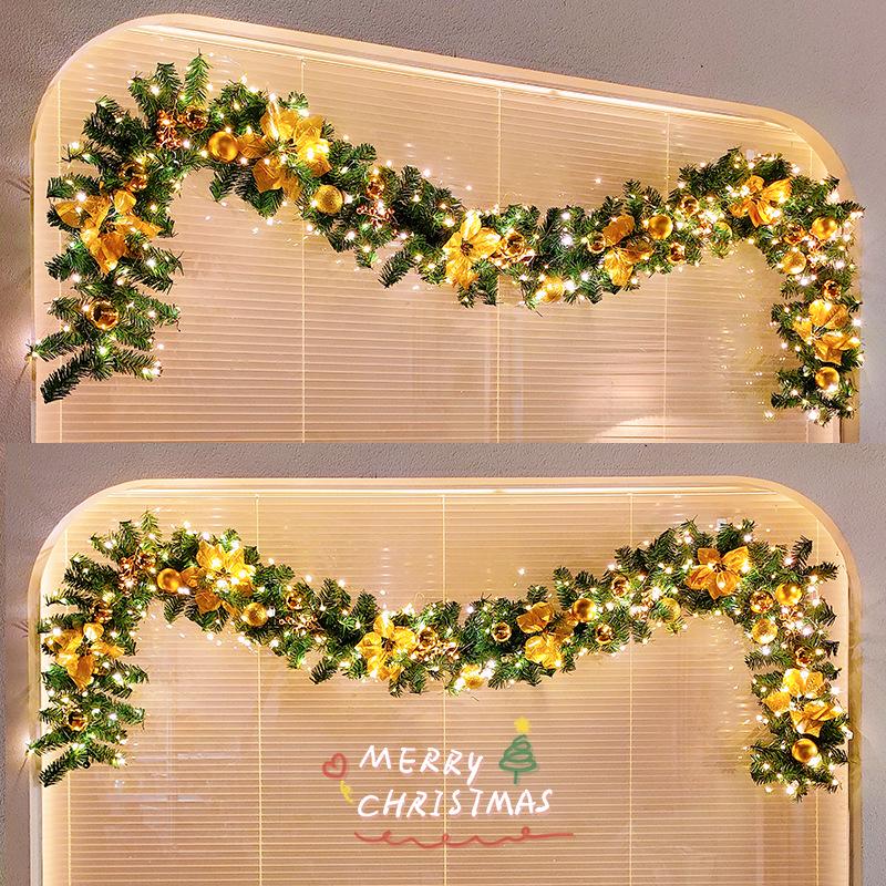 2.7m Rattan Christmas Light Ball Garland for Window Decoration