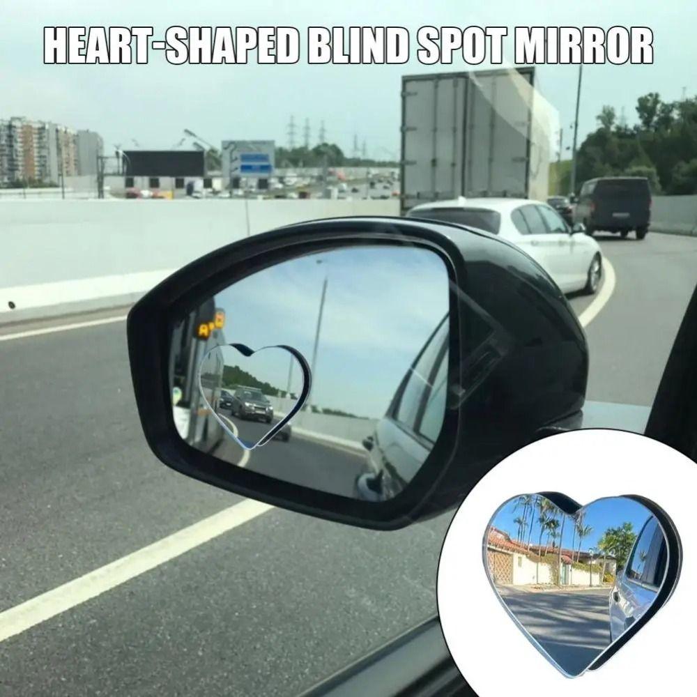 2Pcs Stick-On Blind Spots Mirror Cute Heart Shape Convex Rearview Side Mirror  SUVs