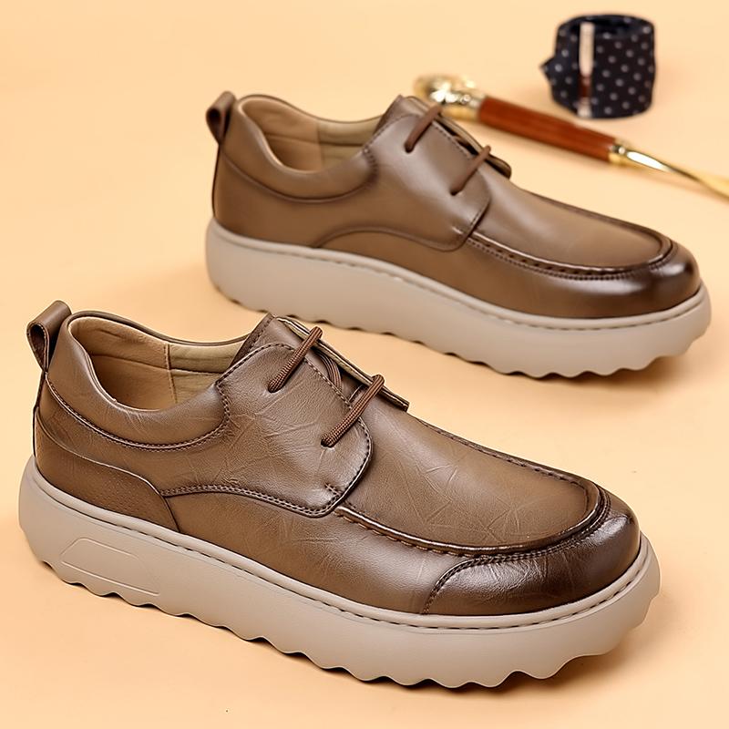 High Quality Brand Men's Genuine Leather Casual Shoes Thick Soled Low Cut Men's Oxford Shoes Versatile Office Work Shoes