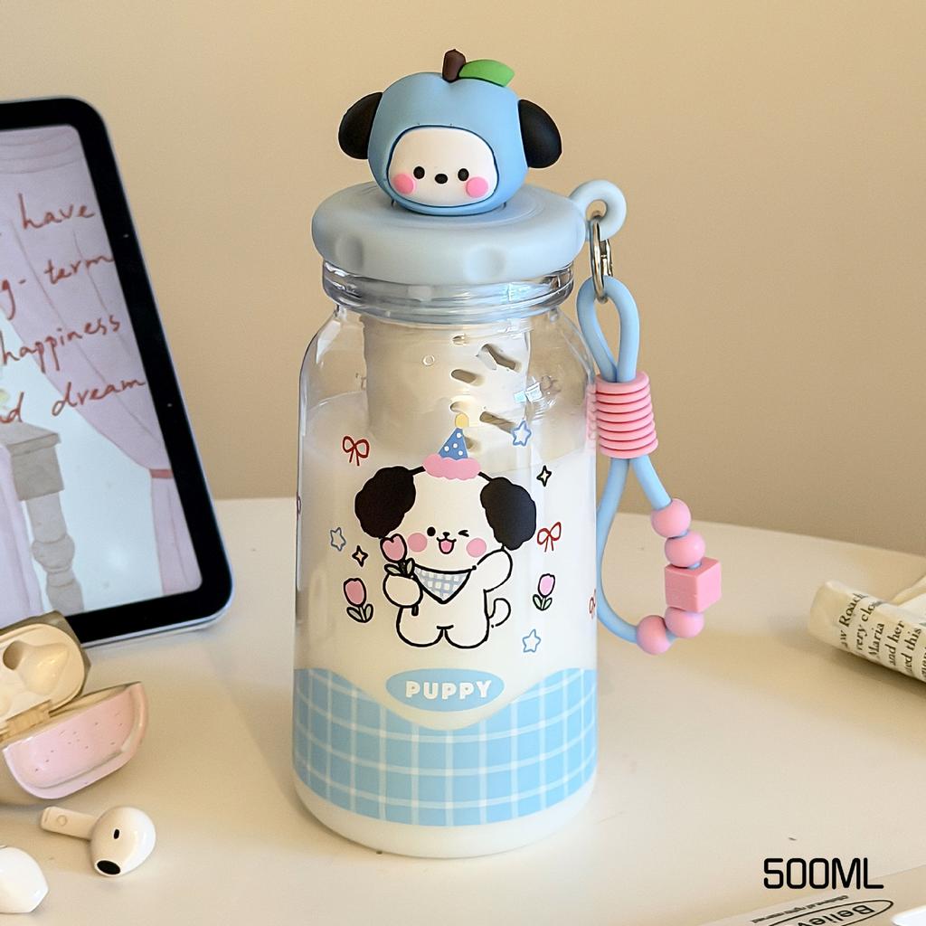 Water bottle new children's plastic water cup high value summer cartoon cute apple head plastic cup food high temperature water cup