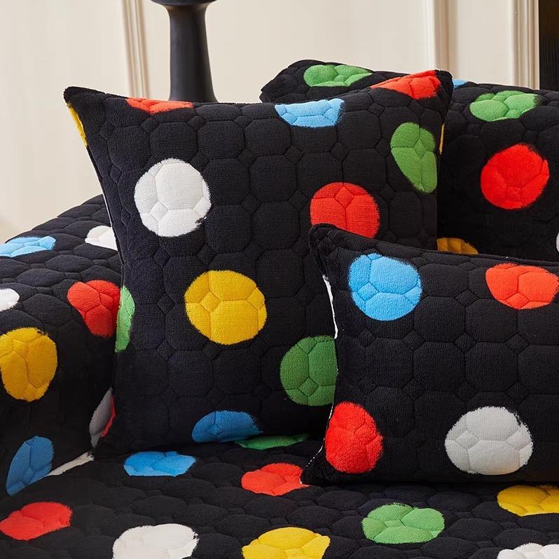 Milk Velvet Color Sofa Cushion Pastoral Style Plush Cushion Winter Thickened Non-Slip Sofa Cover Towel