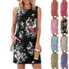 Women's Loose-Fit Casual Printed Split-Hem Sleeveless A-Line Dress