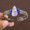Natural Russian Charoite Gemstone Copper Wire Wrap Cuff Bangle Adjustable F8h66