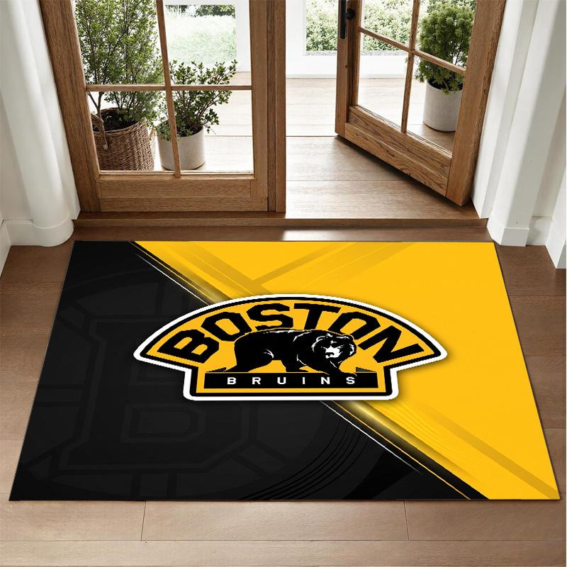 Boston Bruins Design Crystal Velvet Rug Soft Decorative Mat for Bedroom Entrance