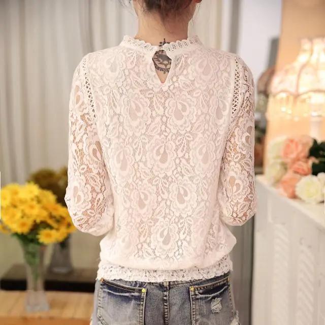 Women's Autumn Patchwork Openwork Elegant Lace Undershirt