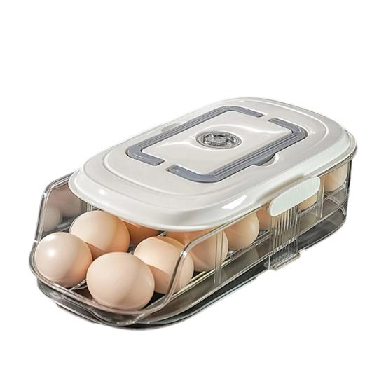 Automatische Roller Eierhouder 1/2/3 Lagen Keuken Koelkast Verse Eieren Opbergrek Plastic Eier Organizer Container Dispenser met Handvat