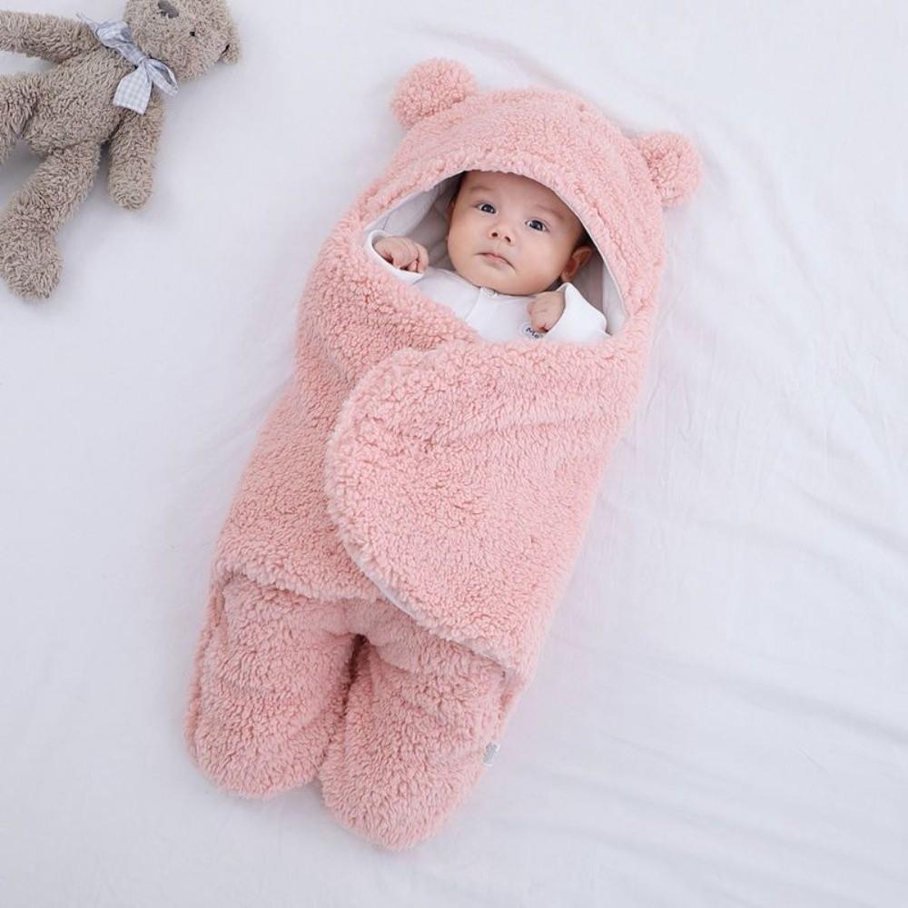 Warm Newborn Swaddle Wrap Imitation Berber Fleece Baby Blanket Newborn Baby Sleeping Bag  Infant