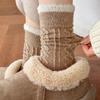 Wool Socks Children'S Warm Thickened Socks Fleece Medium Tube Socks Contrast Twist Striped Stacking Socks