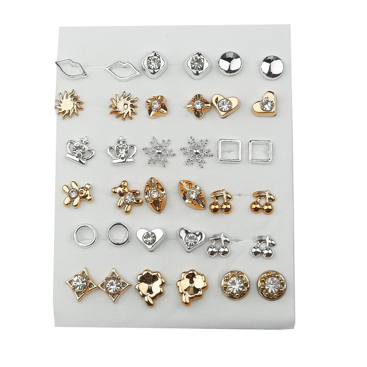 

18 пар изысканных маленьких серег-гвоздиков, наборы для женщин и детей, ювелирные изделия из сережек