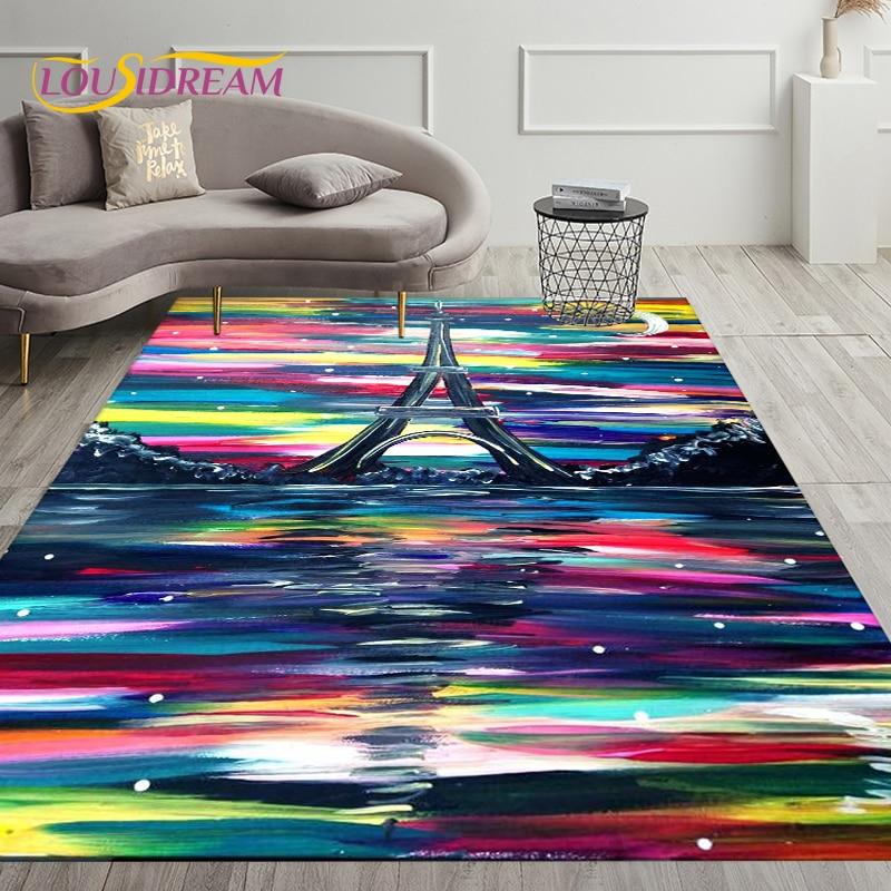 France Paris Eiffel Tower Art Area Rug,Carpet Rug for Living Room Bedroom Decoration,Kids Play Crawling Soft Non-slip Floor Mats