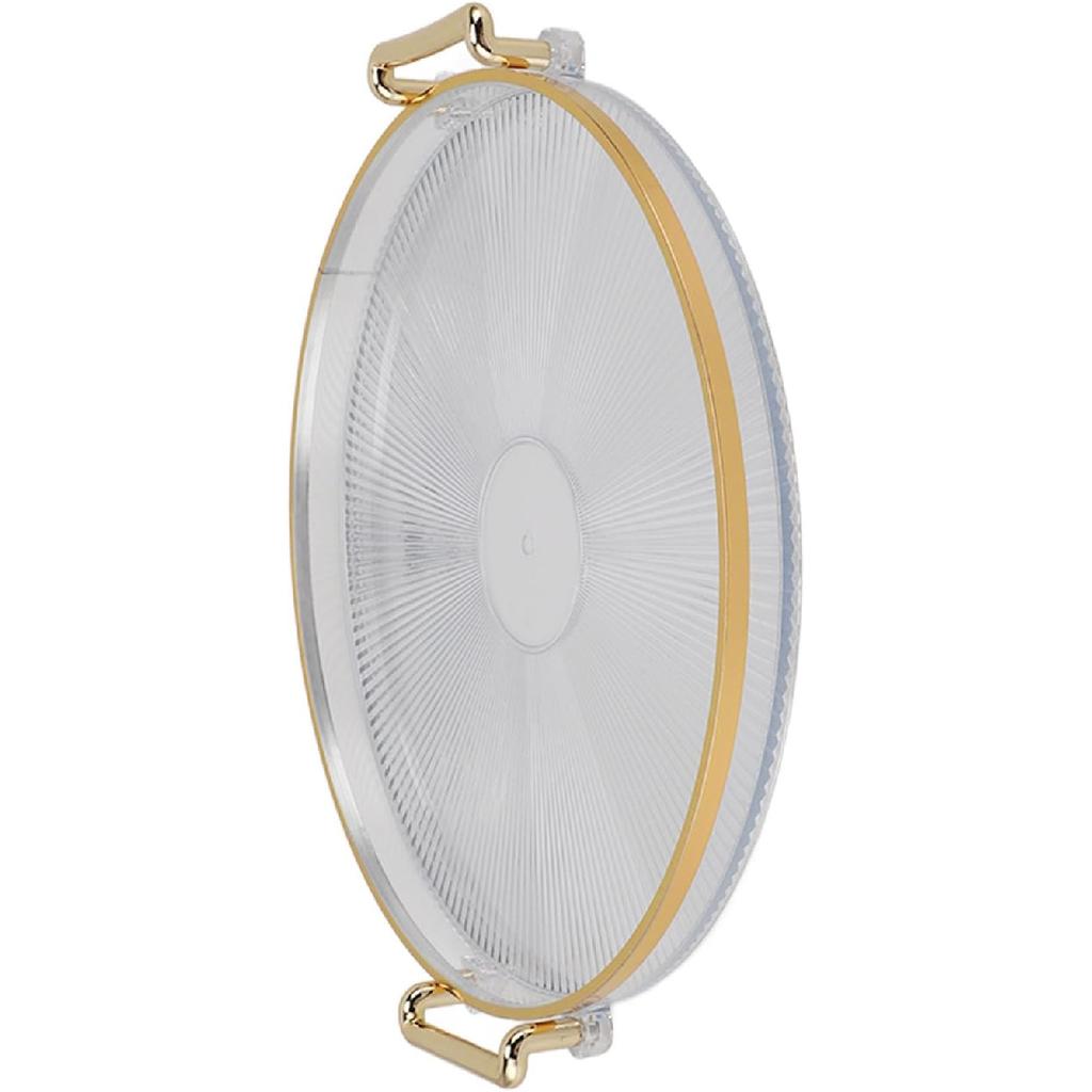 Decor Round Serving Tray, Gold Handle Round Serving Tray Display Gold Multifunctional for Desserts (Transparent)