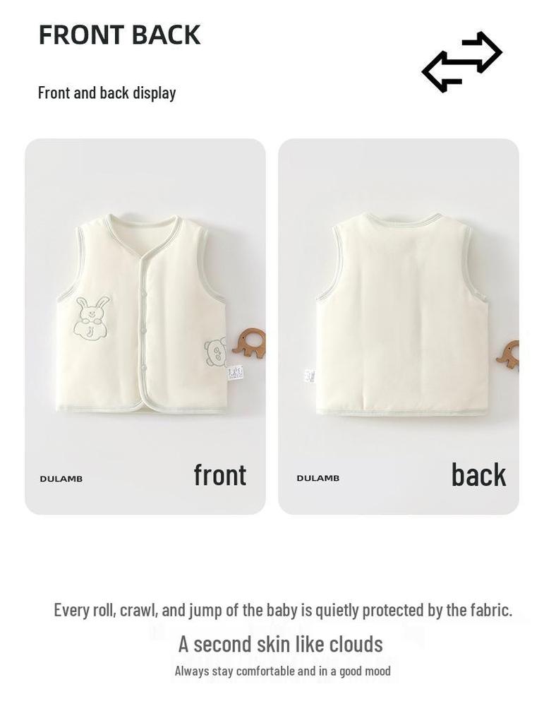 Warm Cotton Padded Baby Vest for Newborns and Toddlers - Unisex, Autumn/Winter/Spring