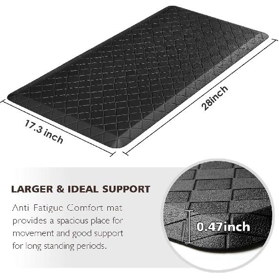 HappyTrends Floor Mat Cushioned Anti-Fatigue ,17.3"x28",Thick Waterproof Non-Slip Mats and Rugs Heavy Duty Ergonomic Comfort Rug for